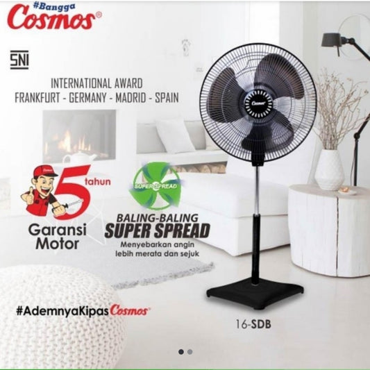 Cosmos 16SDB Kipas Angin 16" Standing Fan Berdiri Hitam