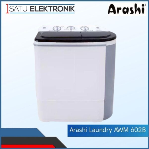 ARASHI AWM602B Mesin Cuci 2 Tabung Kapasitas 6 kg Pengering