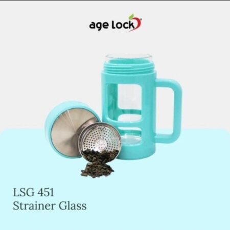 Gelas Kaca dengan Saringan Age Lock LSG451 Cangkir Teko Teh Kopi Strainer