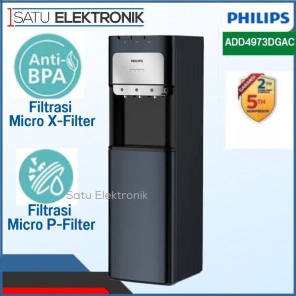 PHILIPS ADD4973BKAK Dispenser Galon Bawah Filter Alkaline Water & Micro Plastik ADD4973 BKAK