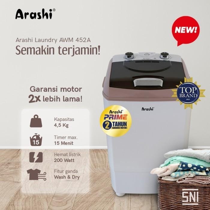 ARASHI AWM452A Mesin Cuci Portable 4.5 Kg otomatis Air - Image 2