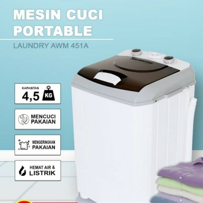 ARASHI AWM453A Mesin Cuci Portable 4.5 Kg otomatis Air - Image 2