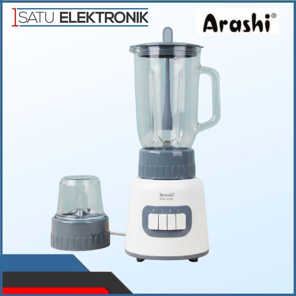 Arashi Blender Kaca 1 Liter ASB1001 Mesin Pelumat Chopper 350 Watt Pelumat 3 Mode Kecepatan Putih Abu