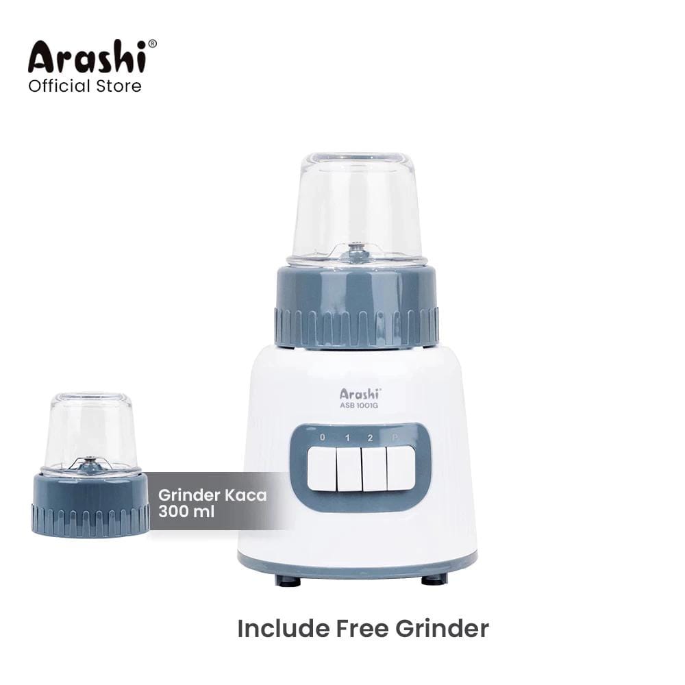Arashi Blender Kaca 1 Liter ASB1001 Mesin Pelumat Chopper 350 Watt Pelumat 3 Mode Kecepatan Putih Abu - Image 4