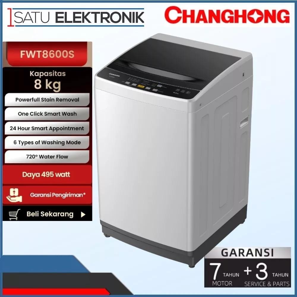 Changhong FWT8600S Mesin Cuci 1 Tabung Top Loading 8 kg FWT8600