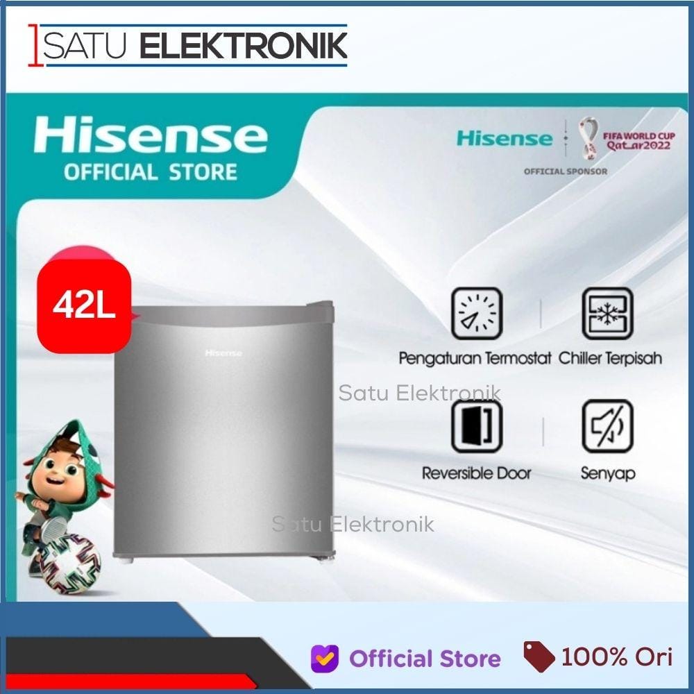 Hisense Kulkas Mini Portable 42L lemari es mini bar RR58D4IGN Silver