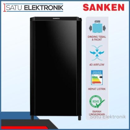 Sanken Kulkas 1 Pintu SKV165PA Hitam Rak Kaca