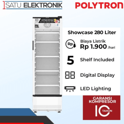 Polytron SCN280 Showcase 5 Rak 280 Liter Garansi Resmi 10 Tahun Pendingin Display