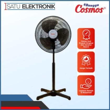 Cosmos Kipas Angin 16 inch Hitam 16XDE Baling 40 cm Full Black Stand Fan Berdiri Low Watt Awet Garansi Resmi
