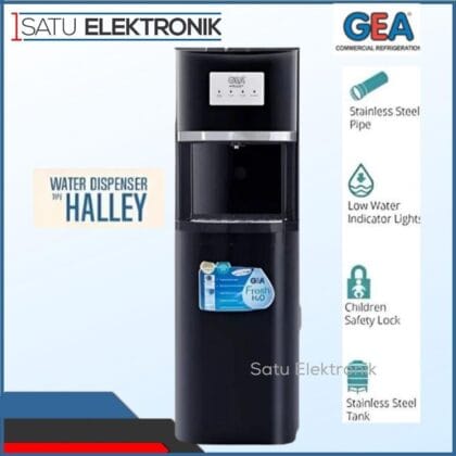 GEA Halley Dispenser Galon Bawah Kompresor Panas, Normal, Dingin Es Hitam Stainless Tank