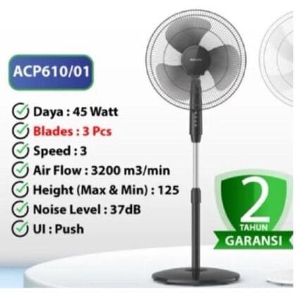 Philips Kipas Angin Berdiri ACP601 Stand Fan Hitam