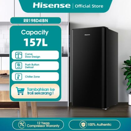 HISENSE  RR198D4IBN Kulkas 1 Pintu 157 Liter