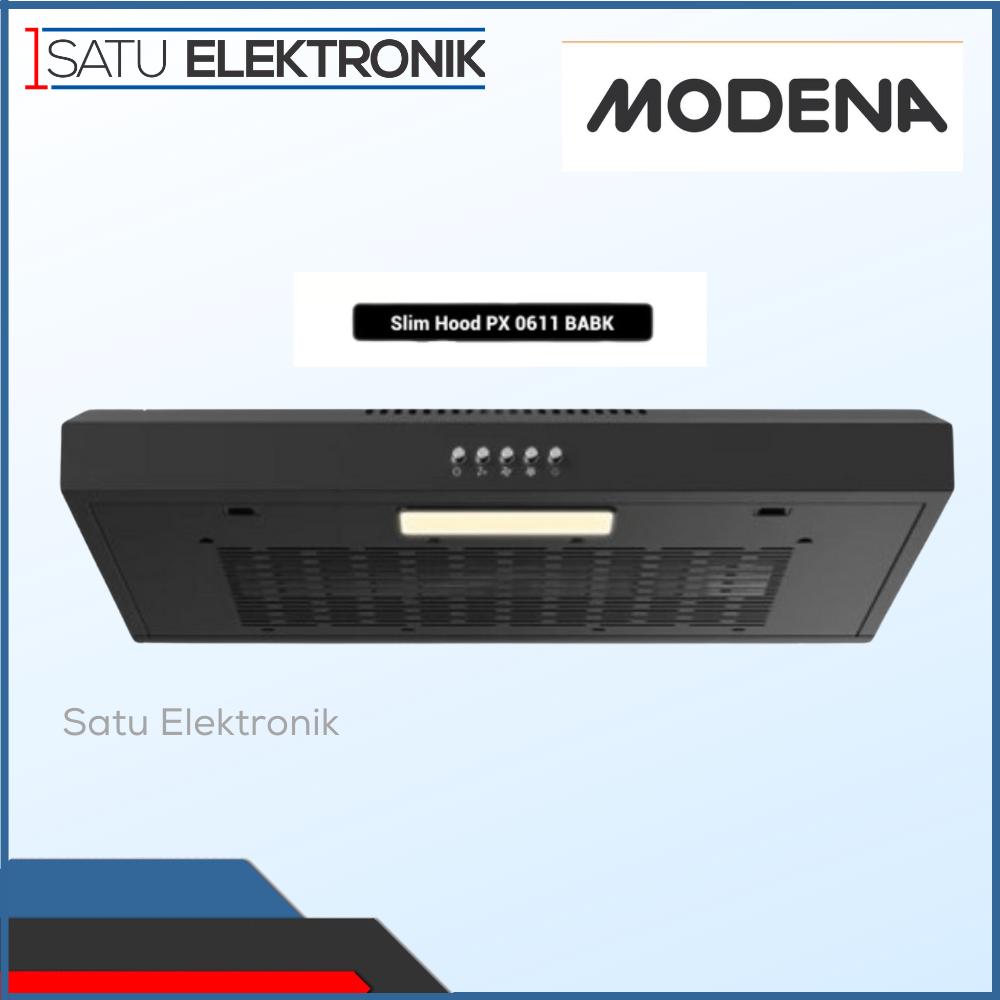 MODENA PX0611BABK Slim Cooker Hood Hitam dengan Filter Aluminium & Kontrol Tombol 3 Tingkat Kecepatan